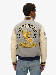 Superdry Grey College Patched Bomber Jacket - Image 2 of 6