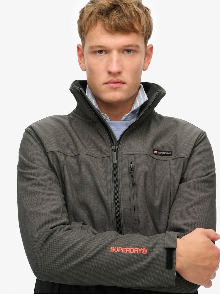 Superdry Grey Hooded Marl Ripstop Trekker Jacket - Image 5 of 5