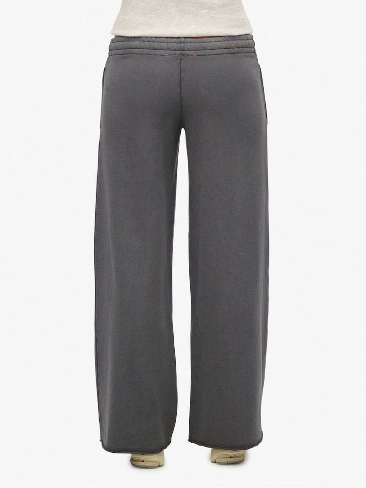 Superdry Grey Athletic Essentials Wide Leg 100% Cotton Joggers - Image 5 of 7