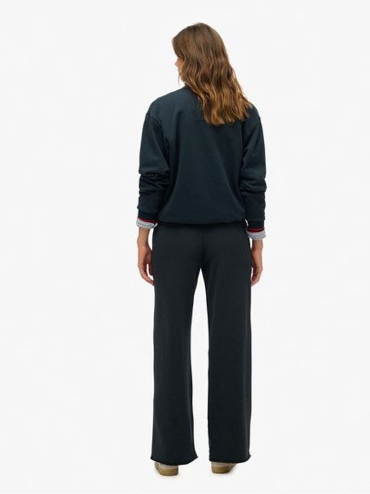 Superdry Blue Athletic Essentials Wide Leg 100% Cotton Joggers - Image 1 of 1 Superdry Blue Athletic Essentials Wide Leg 100% Cotton Joggers - Image 1 of 1
