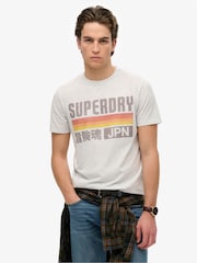 Superdry Grey Japan Stripe Relaxed T-Shirt - Image 1 of 9
