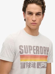 Superdry Grey Japan Stripe Relaxed T-Shirt - Image 9 of 9