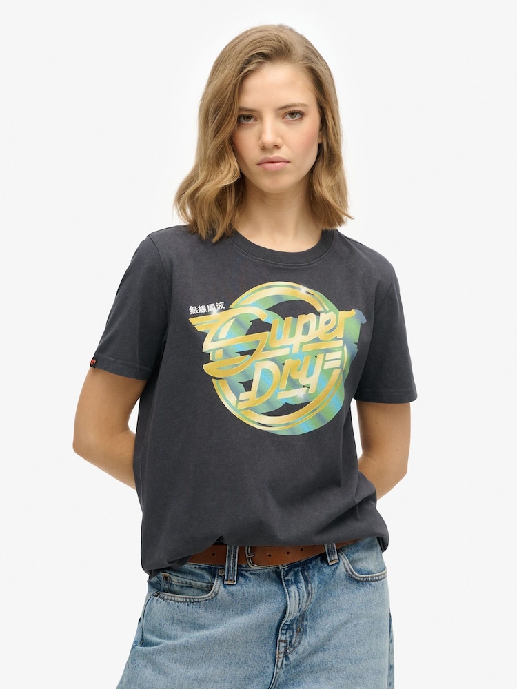 Superdry Grey 100% Cotton Rock Band Relaxed T-Shirt - Image 1 of 6