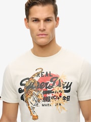 Superdry White Vintage Logo Tokyo Relaxed 100% Cotton T-Shirt - Image 3 of 3