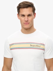Superdry White Venue Logo Stripe Relaxed 100% Cotton T-Shirt - Image 3 of 5
