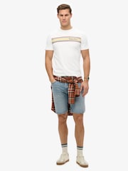 Superdry White Venue Logo Stripe Relaxed 100% Cotton T-Shirt - Image 4 of 5
