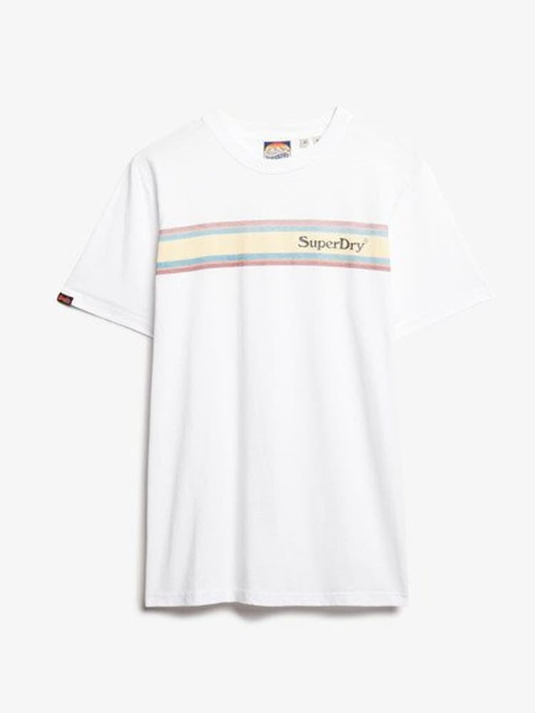 Superdry White Venue Logo Stripe Relaxed 100% Cotton T-Shirt - Image 5 of 5