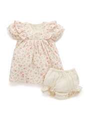 Purebaby Pink 100% Cotton Floral Printed Dress - Image 1 of 4