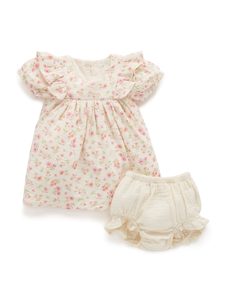 Purebaby Pink 100% Cotton Floral Printed Dress - Image 1 of 4