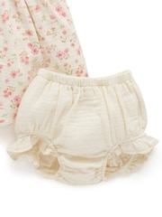 Purebaby Pink 100% Cotton Floral Printed Dress - Image 4 of 4
