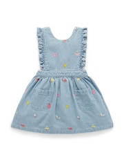 Purebaby Blue 100% Cotton Embroidered Pinafore Dress - Image 1 of 5