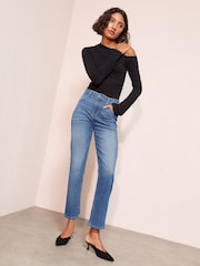Friends Like These Mid Blue Ankle Straight Leg Jeans - Image 4 of 5