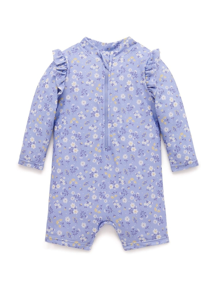 Purebaby Blue Floral Long Sleeve Swim Rashie - Image 1 of 5