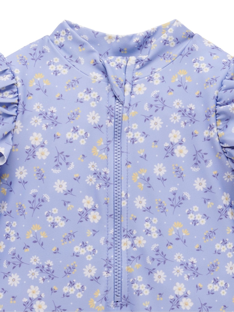 Purebaby Blue Floral Long Sleeve Swim Rashie - Image 2 of 5