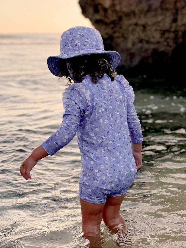 Purebaby Blue Floral Long Sleeve Swim Rashie - Image 5 of 5