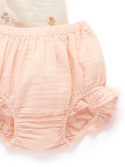 Purebaby White Floral Embroidered Top and Bloomer Set - Image 5 of 5