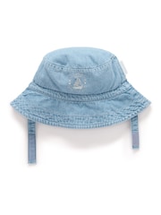 Purebaby Blue Denim Bucket 100% Cotton Hat - Image 1 of 3