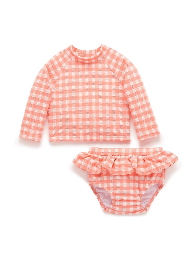 Purebaby Orange Mermaid Print Long Sleeve Rashie Set - Image 1 of 5