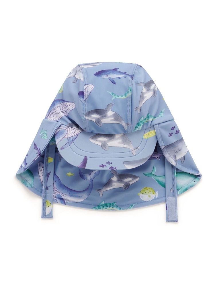 Purebaby Blue Shark Print Legionaires Swim Hat - Image 1 of 2