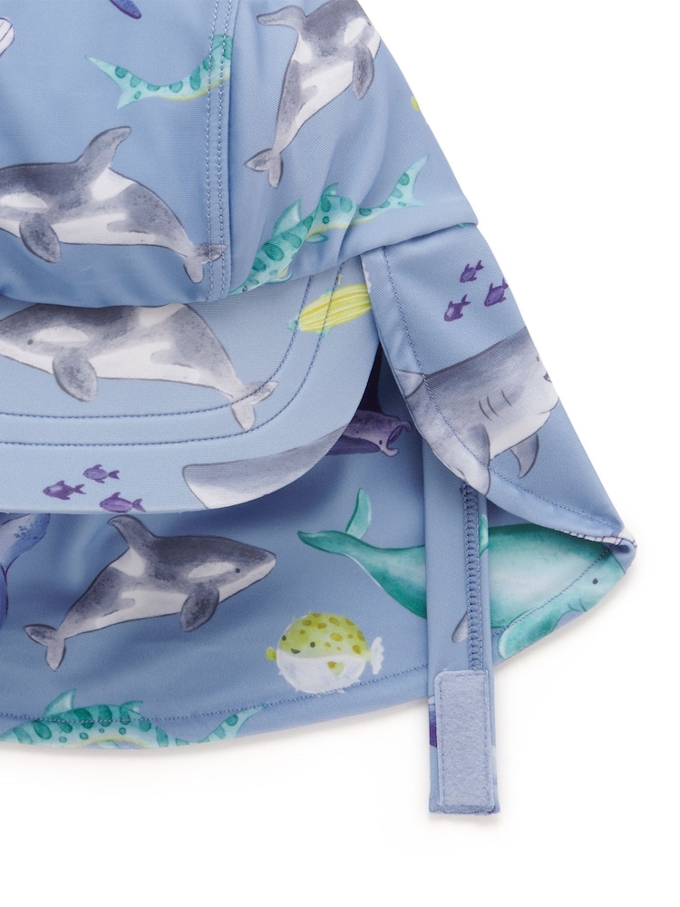 Purebaby Blue Shark Print Legionaires Swim Hat - Image 2 of 2
