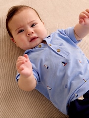 Purebaby Blue 100% Cotton Yacht Polo Shirt - Image 1 of 5
