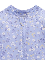 Purebaby Blue Floral Long Sleeve Swimsuit - Image 4 of 6