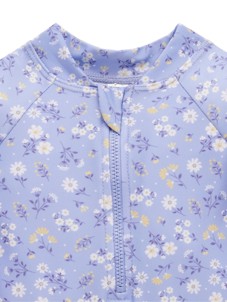 Blauw - Purebaby Floral Long Sleeve Swimsuit - Image 4 of 6