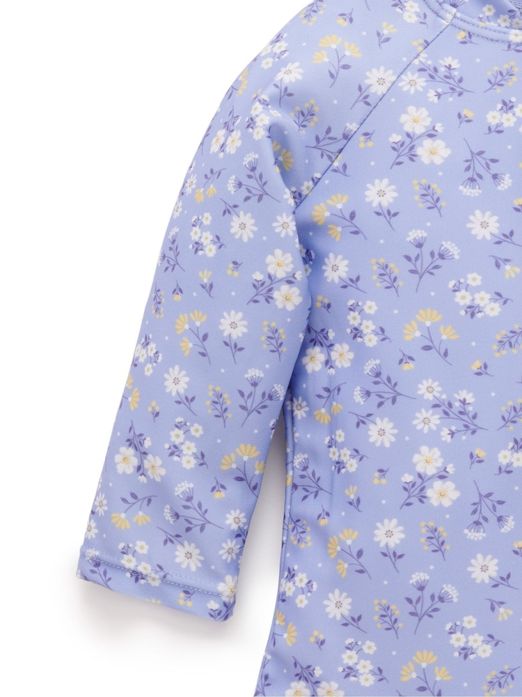 Blauw - Purebaby Floral Long Sleeve Swimsuit - Image 5 of 6