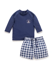 Purebaby Blue Marine Board Short & RashieShort Sets - Image 1 of 4