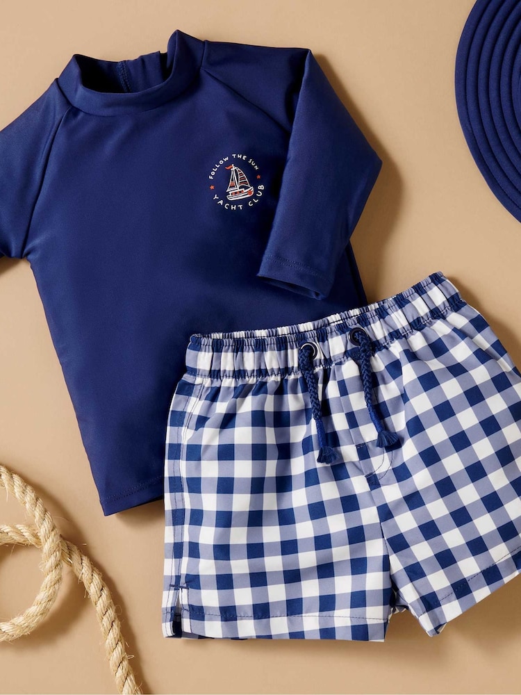 Purebaby Blue Marine Board Short & RashieShort Sets - Image 2 of 4