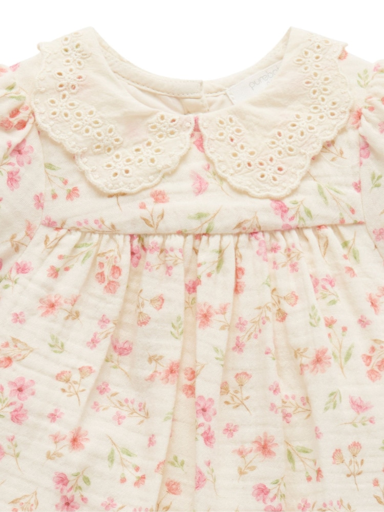 Purebaby Pink Floral Printed Romper - Image 3 of 4