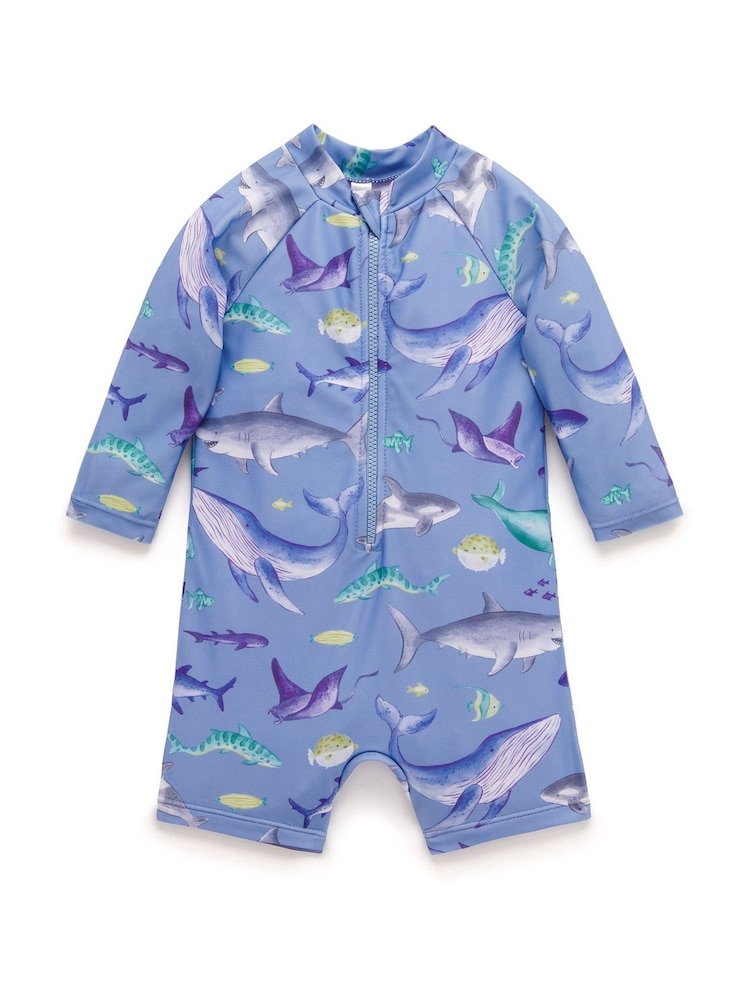 Purebaby Light Blue Submarine Long Sleeve Swim Sunsuit - Image 2 of 5