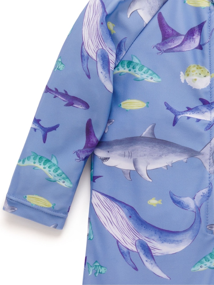 Lichtblauw - Purebaby Submarine Long Sleeve Swim Sunsuit - Image 4 of 5