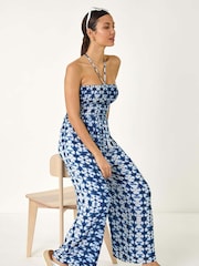 Roman Abstract Shirred Bardot Jumpsuit - Imagen 1 de 5
