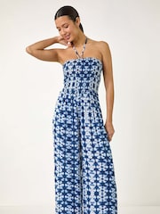 Roman Abstract Shirred Bardot Jumpsuit - Imagen 4 de 5