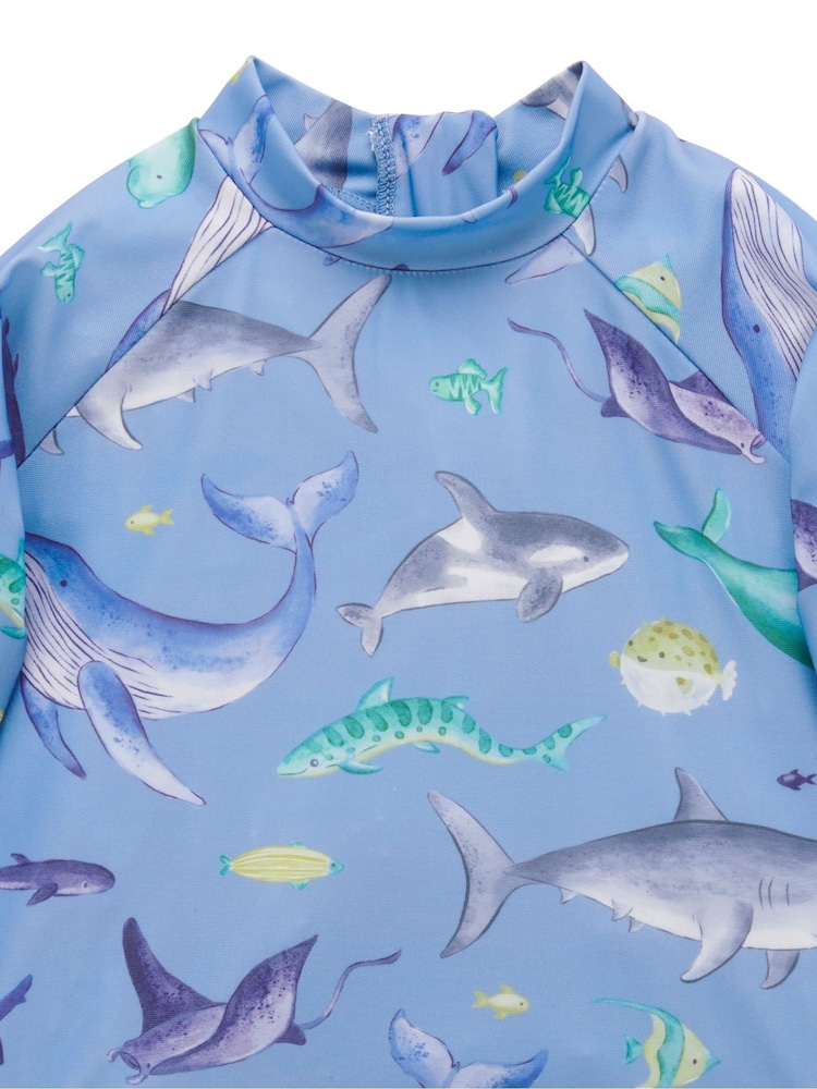 Purebaby Blue Sky Submarine Long Sleeve Rashie Shorts Set - Image 2 of 5