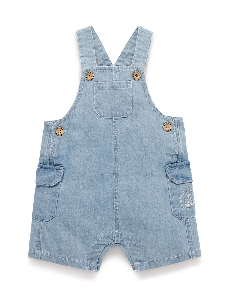 Purebaby Blue 100% Cotton Denim Dungarees - Image 1 of 4