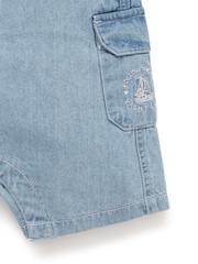 Purebaby Blue 100% Cotton Denim Dungarees - Image 4 of 4