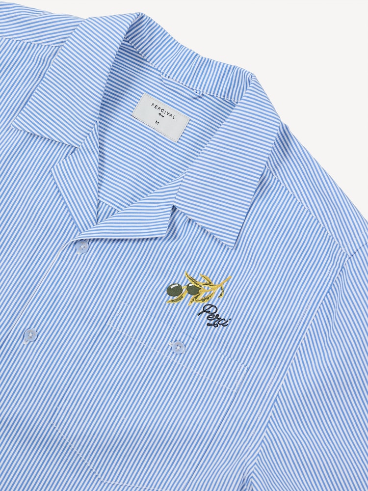 Percival Blue Capri Cuban Shirt - Image 6 of 6