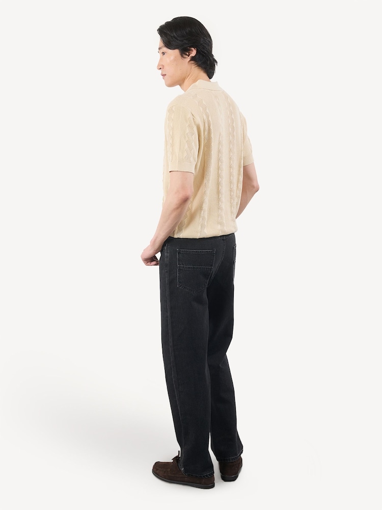 Percival Cream Genoa Knitted Polo Shirt - Image 2 of 5
