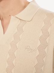Percival Cream Genoa Knitted Polo Shirt - Image 4 of 5