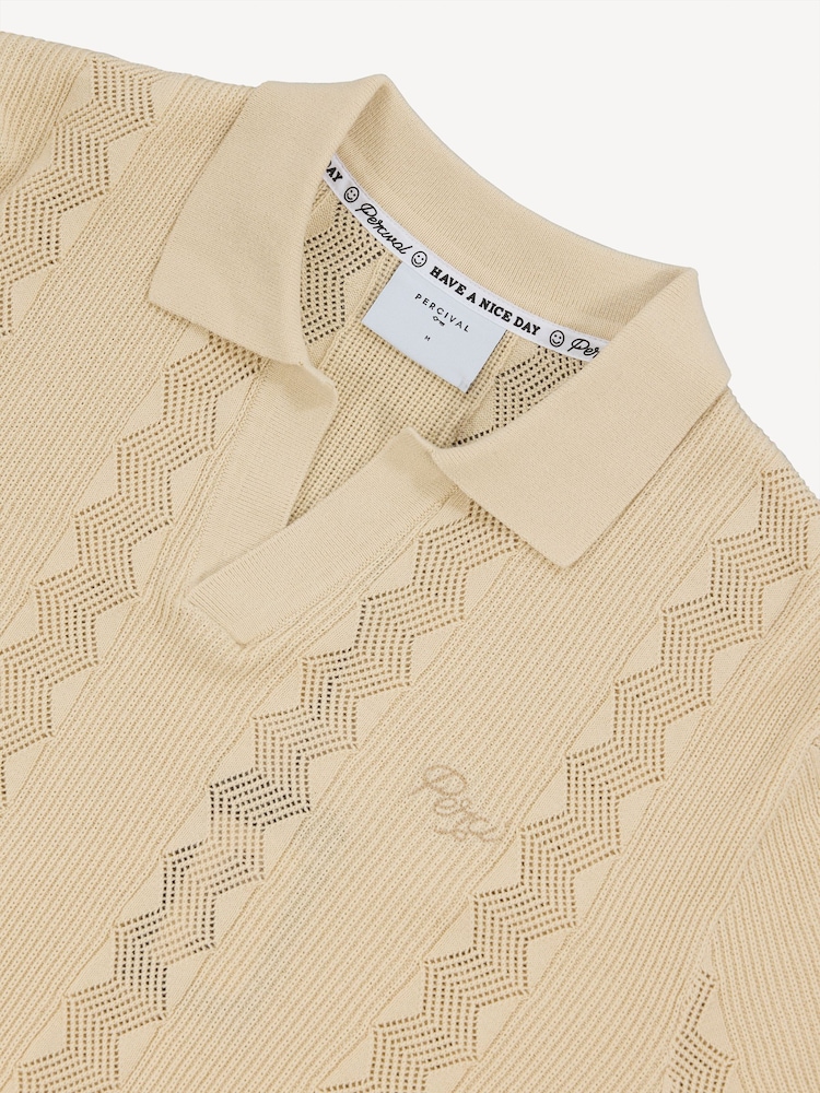 Percival Cream Genoa Knitted Polo Shirt - Image 5 of 5