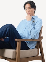 Percival Blue Olive Pinstripe Shirt - Image 4 of 5
