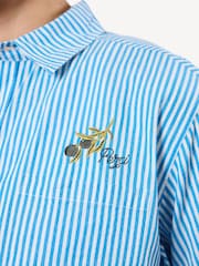 Percival Blue Olive Pinstripe Shirt - Image 5 of 5