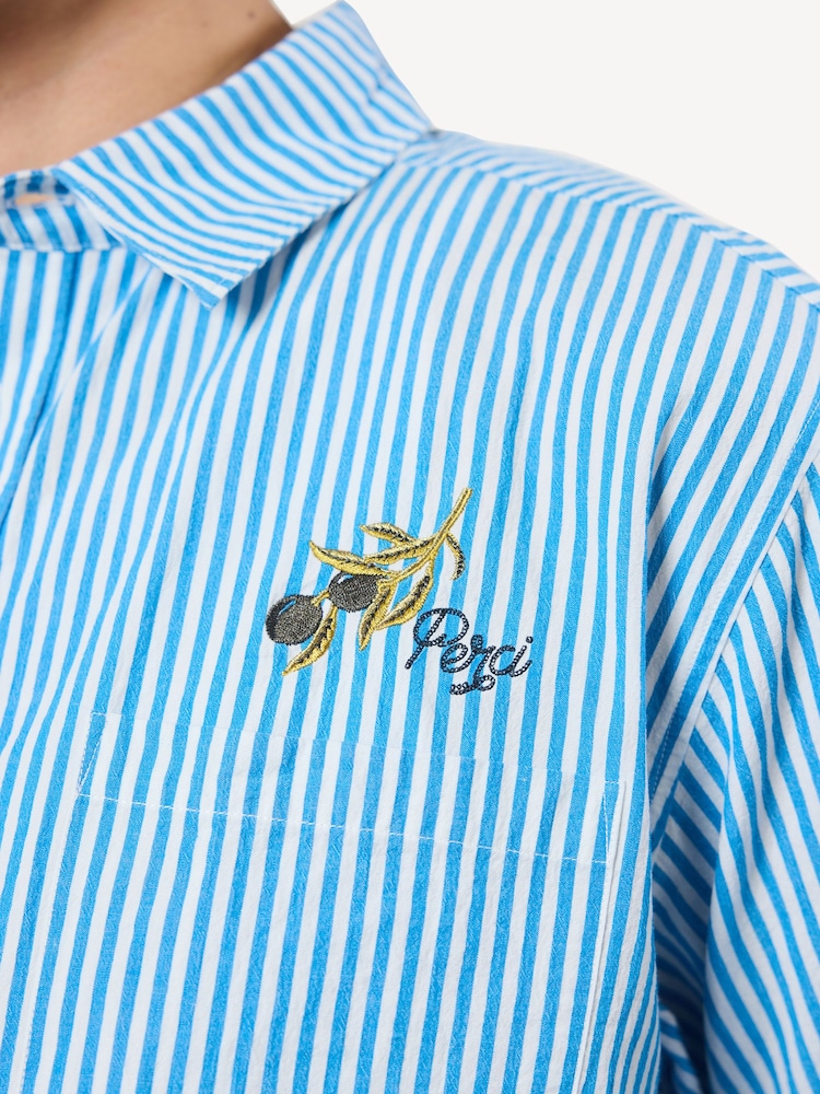 Percival Blue Olive Pinstripe Shirt - Image 5 of 5