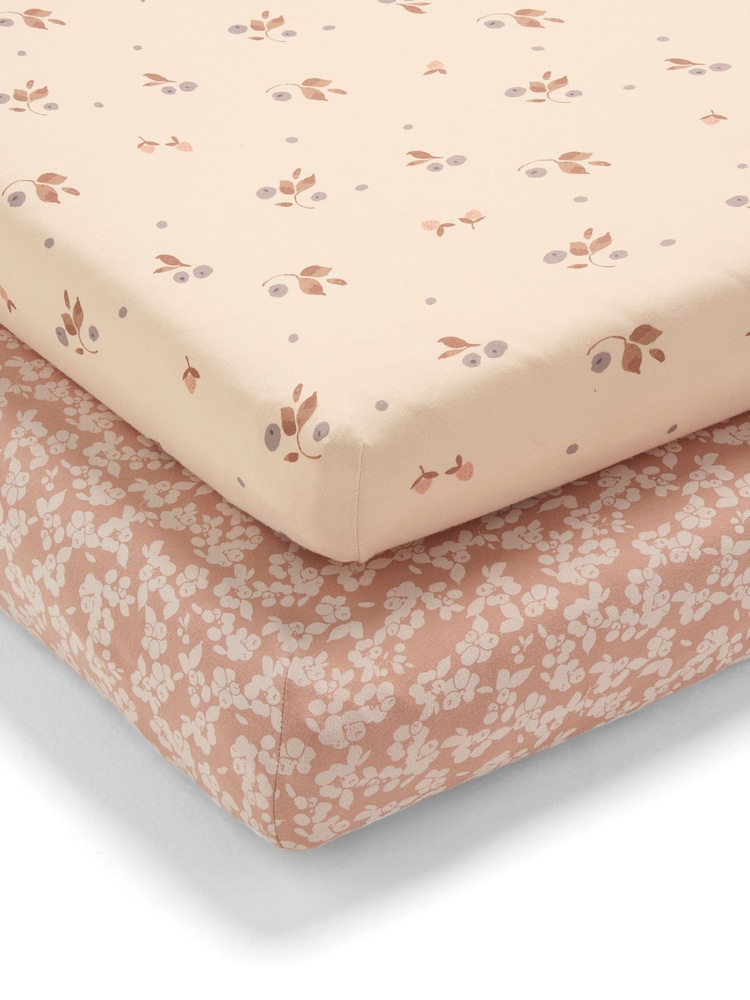 Mamas & Papas Berry Twin Pack Cotbed Fitted Sheets - Image 2 of 3
