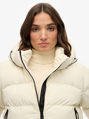 Superdry Cream HOODED SPORTS PUFFER JACKET - Image 4 of 8