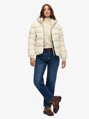 Superdry Cream HOODED SPORTS PUFFER JACKET - Image 5 of 8