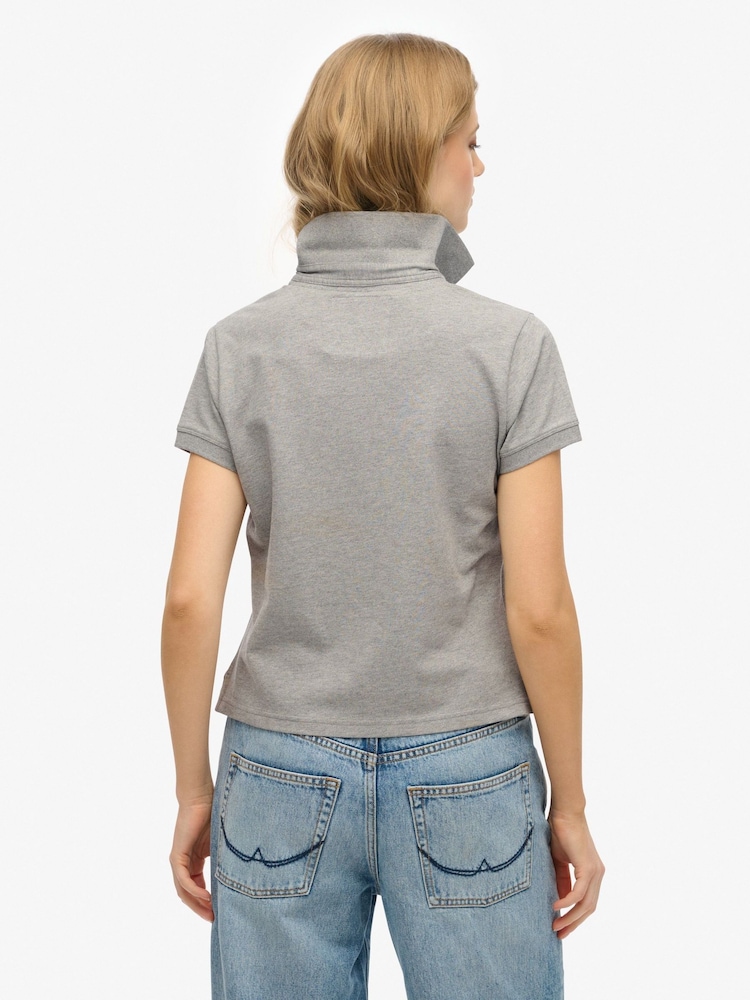 Superdry Grey Ath Essential Graphic Print Polo Shirt - Image 2 of 4