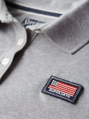 Superdry Grey Ath Essential Graphic Print Polo Shirt - Image 4 of 4